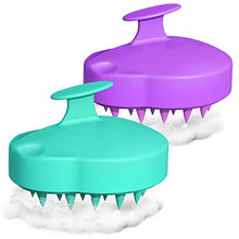 Load image into Gallery viewer, Scalp Massager Shampoo Brush, for Wet and Dry Hair, Soft Silicone Scalp Brush for Men, Women, Kids(Teal+Purple)